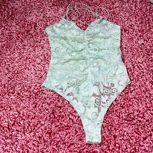 Mint blue lace bodysuit